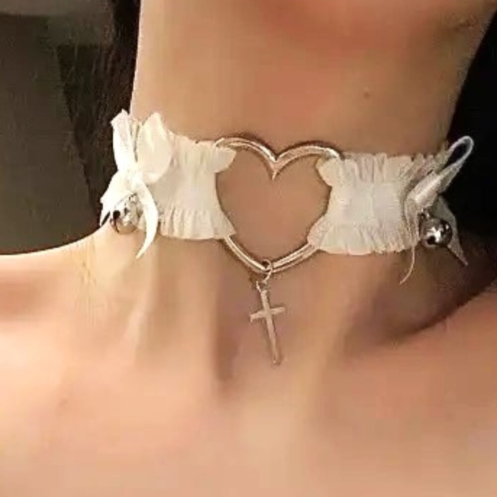 Choker or Leg Garter Beads Bows Heart Cross Bride Collar Punk Goth Emo Rave Sexy